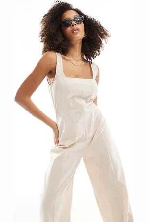 ASOS Square neck seamed tennis jumpsuit in -Neutral