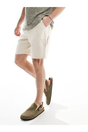 ADPT. Loose fit carpenter shorts in -White