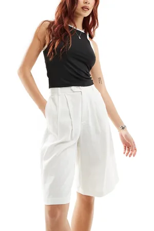 Stradivarius Linen blend jorts in -White