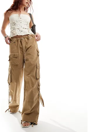 The Kript Super oversized pocket detail pants in washed -Neutral