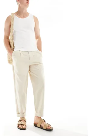 SELECTED Relaxed fit crop pants in cream-White