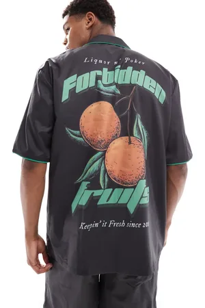 Liquor N Poker Revere collar shirt with fruit back print in (part of a set)