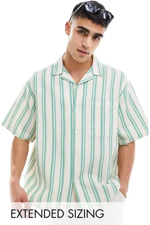 ASOS Oversized revere shirt in waffle stripe