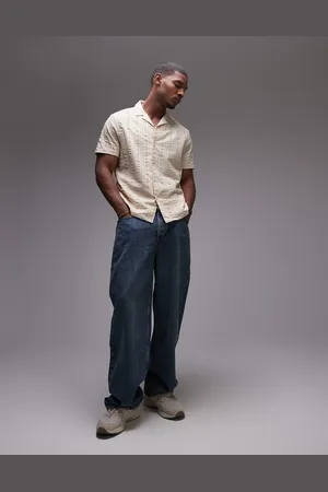 Topman Short sleeve seersucker stripe shirt in