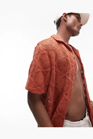 Topman Short sleeve crochet circle shirt in -Pink