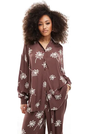 Iisla & Bird Flower print long sleeve beach shirt in (part of a set)