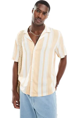 River Island Revere collar shirt in stripe-Pink