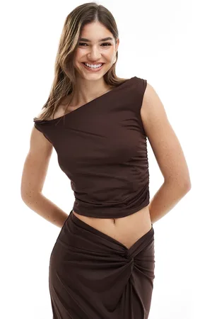 4th & Reckless Off shoulder top in brown (part of a set)