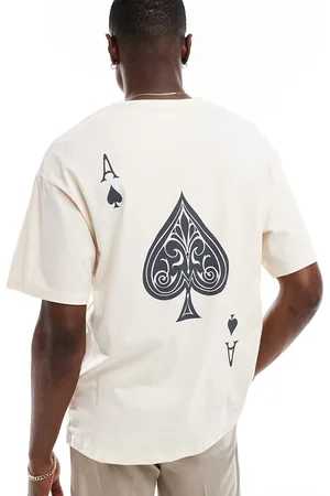 ADPT. Oversized t-shirt with ace of spades back print in cream-White
