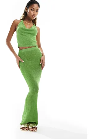 In The Style X Perrie Sian metallic knitted maxi skirt in (part of a set)