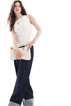 Miss Selfridge Mixed texture sleeveless top in -Neutral