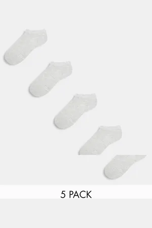 JACK & JONES 5 pack trainer socks in light grey marl