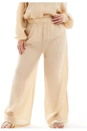 In The Style Crinkle wide leg pants in (part of a set(-Neutral
