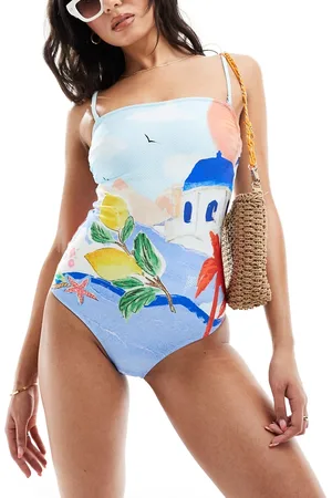& OTHER STORIES Bandeau printed swimsuit with removable straps in