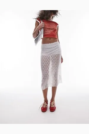 Topshop Lace midi skirt in
