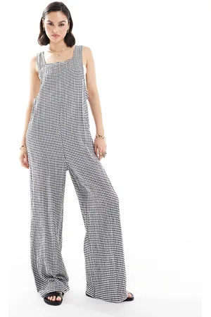 JDY Seersucker jumpsuit in black check