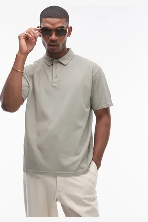 Topman Oversized fit polo in washed -Green