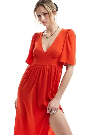 Monki Short sleeve midi dress with side split in exclusive to ASOS