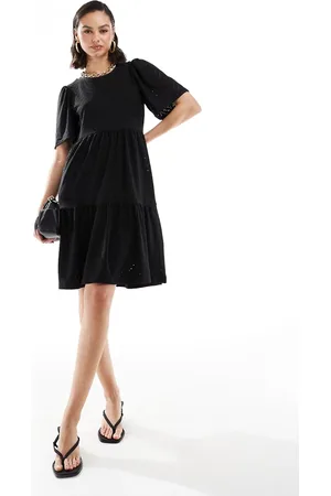 JDY Tiered broderie midi dress in