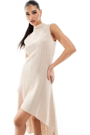 NA-KD Crochet midi dress in -Neutral