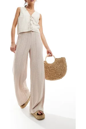 NA-KD Crochet pants in -Neutral