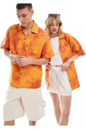 COLLUSION Unisex oversized revere shirt in tie dye