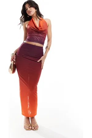 Murci Exclusive mesh maxi skirt in orange ombre (part of a set)