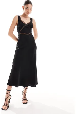 Bardot Satin lace insert maxi dress in