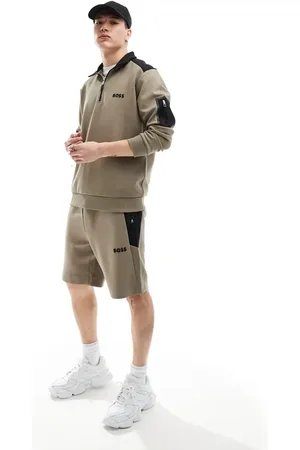 HUGO BOSS Headlo logo shorts in beige