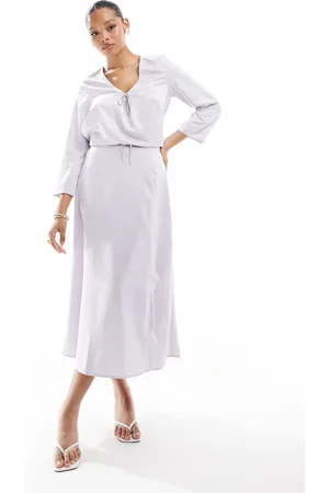 VERO MODA Midi skirt with embellished bow in lavender blue-Purple