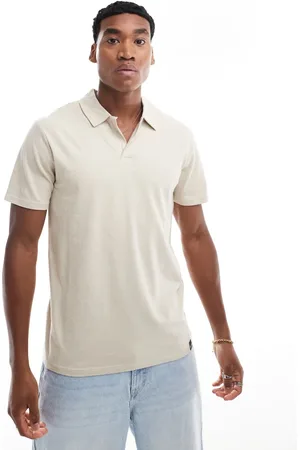 Only & Sons Revere collar polo in beige-Neutral