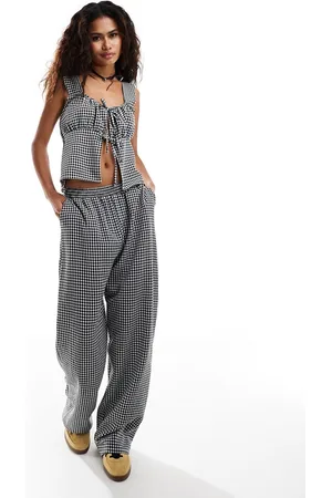 Reclaimed Pull on pants in gingham