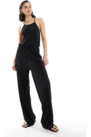 JDY Open back plisse jumpsuit in