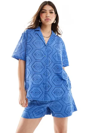Iisla & Bird Broderie short sleeve beach shirt in (part of a set)
