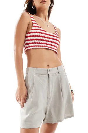Pull&Bear Linen blend shorts in -Neutral