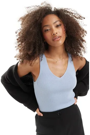 & OTHER STORIES Knitted top with v-neck in blue