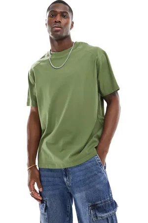 Another Influence Heavyweight oversized seam detail t-shirt in washed khaki