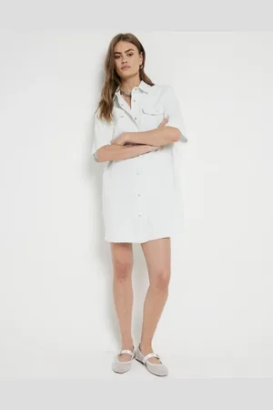 River Island Short sleeve denim mini dress in lightwash blue