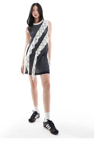 COLLUSION Airtex mini singlet dress with lace trim in
