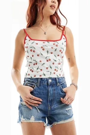 Stradivarius Ripped denim shorts in dark