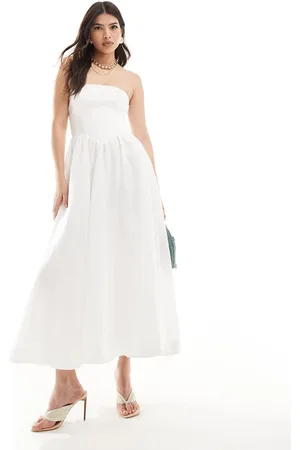 Forever New Drop waist bandeau midi dress in -White