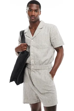 ASOS Boilersuit in blue and white stripe with elasticated waist
