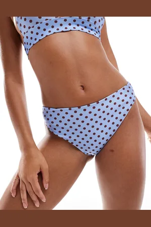 Reclaimed Hipster bikini bottoms in blue polka dot print-Multi