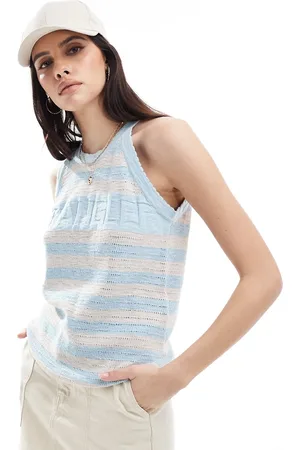 Wrangler Striped knitted racer singlet in