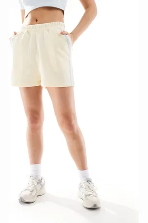 Kaiia Sweat shorts with light blue contrast stripe in lemon (part of a set)-Yellow