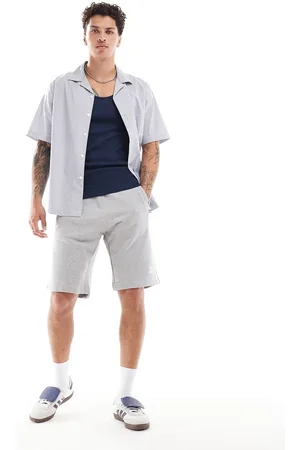 adidas Three stripe shorts in grey heather