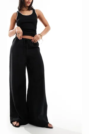 & OTHER STORIES Linen blend wide leg pants with drawstring waist in