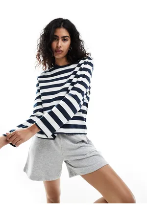 SELECTED Femme boxy long sleeve t-shirt in navy stripe
