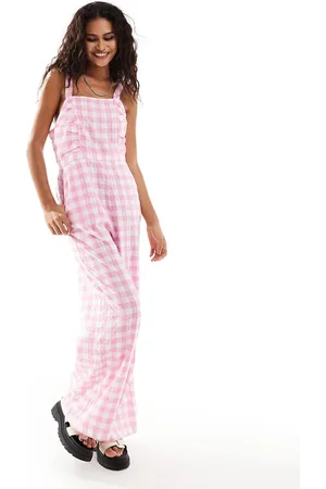 Monki Square neck jumpsuit with front ruching in