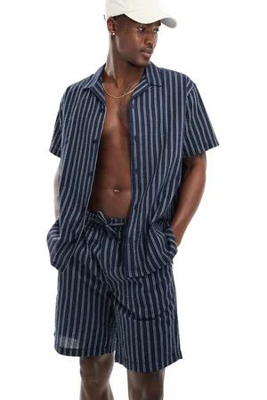 JACK & JONES Seersucker shorts in navy stripe (part of a set)